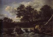 Jacob van Ruisdael Waterfall near oan Oak wood Spain oil painting artist